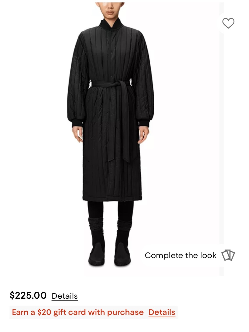 Rains Quilted Black Belted Robe Coat
